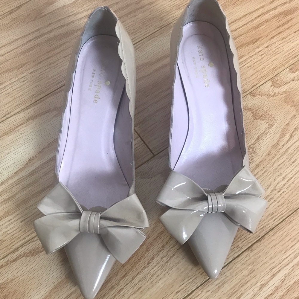 Kate Spade Nude Patent Leather Kitten Heels Sz 6